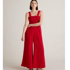 Quince 100% Organic Cotton Gauze Smocked Wide Leg Jumpsuit Size 6